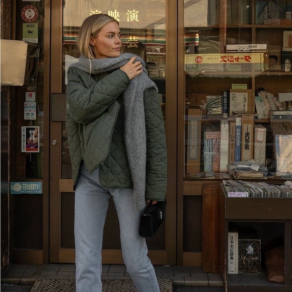 Olive Green Oversized Eddie Bauer Quilted Padded Full Zip Barn Bomber Jacket - Picture 14 of 14